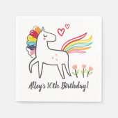 Rainbow Unicorn Birthday Custom Name Stickers Serviette (Vorderseite)