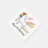 Rainbow Unicorn Birthday Custom Name Stickers Serviette (Ecke)