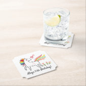 Rainbow Unicorn Birthday Custom Name Untersetzer (Vor Ort)