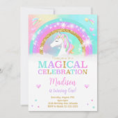 Rainbow Unicorn Birthday Einladung (Vorderseite)