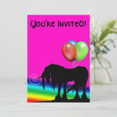 Rainbow Unicorn Birthday Einladung (Stehend Vorderseite)