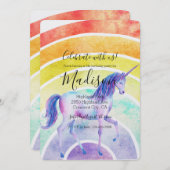 Rainbow Unicorn Birthday Einladung (Vorne/Hinten)