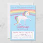 Rainbow Unicorn Birthday Einladung (Vorderseite)