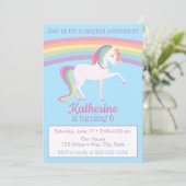 Rainbow Unicorn Birthday Einladung (Stehend Vorderseite)