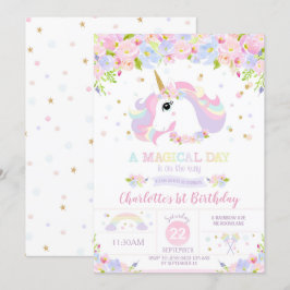 Rainbow Unicorn Birthday Einladung Hübsche Blüte