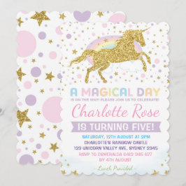 Rainbow Unicorn Birthday Einladung Pink Gold