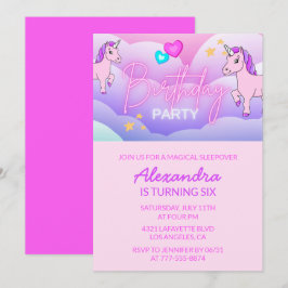 Rainbow Unicorn Birthday Einladungen 6th Girl