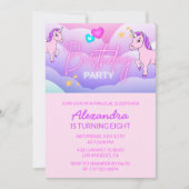 Rainbow Unicorn Birthday Einladungen 8. Girl (Vorderseite)