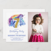 Rainbow Unicorn Birthday Einladungen Foto (Vorne/Hinten)
