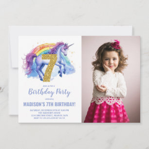 Rainbow Unicorn Birthday Einladungen Foto