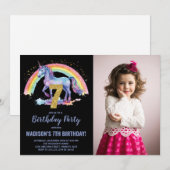 Rainbow Unicorn Birthday Einladungen Foto (Vorne/Hinten)
