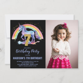 Rainbow Unicorn Birthday Einladungen Foto