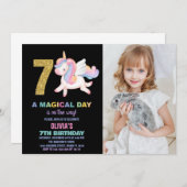 Rainbow Unicorn Birthday Einladungen Foto (Vorne/Hinten)