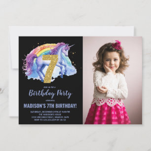 Rainbow Unicorn Birthday Einladungen Foto