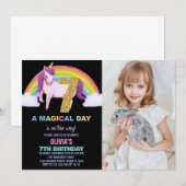 Rainbow Unicorn Birthday Einladungen Foto (Vorne/Hinten)