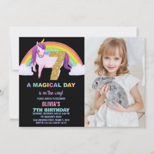 Rainbow Unicorn Birthday Einladungen Foto