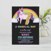 Rainbow Unicorn Birthday Einladungen Glitzer (Stehend Vorderseite)