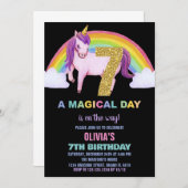 Rainbow Unicorn Birthday Einladungen Glitzer (Vorne/Hinten)