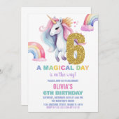 Rainbow Unicorn Birthday Einladungen Glitzer (Vorne/Hinten)