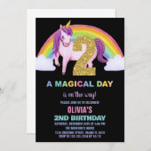 Rainbow Unicorn Birthday Einladungen Glitzer (Vorne/Hinten)