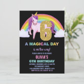 Rainbow Unicorn Birthday Einladungen Glitzer (Stehend Vorderseite)