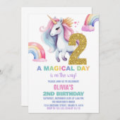 Rainbow Unicorn Birthday Einladungen Glitzer (Vorne/Hinten)