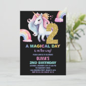 Rainbow Unicorn Birthday Einladungen Wassercolo (Stehend Vorderseite)