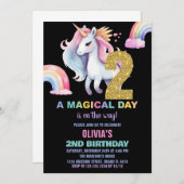 Rainbow Unicorn Birthday Einladungen Wassercolo (Vorne/Hinten)