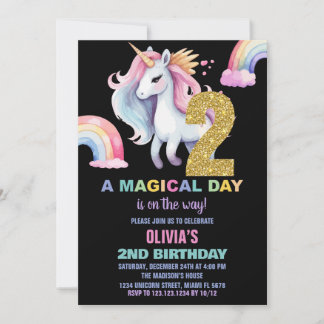 Rainbow Unicorn Birthday Einladungen Wassercolo