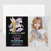 Rainbow Unicorn Birthday Einladungen zum Foto (Vorne/Hinten)