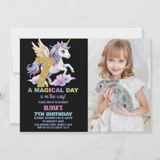 Rainbow Unicorn Birthday Einladungen zum Foto