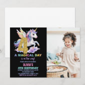 Rainbow Unicorn Birthday Einladungen zum Foto (Vorne/Hinten)