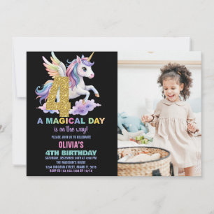 Rainbow Unicorn Birthday Einladungen zum Foto
