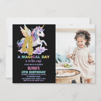 Rainbow Unicorn Birthday Einladungen zum Foto