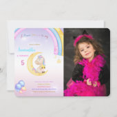 Rainbow Unicorn Birthday Foto Einladung (Vorderseite)