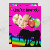 Rainbow Unicorn Birthday (Fotokarte) Einladung (Vorne/Hinten)