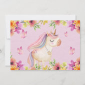 Rainbow Unicorn Birthday Girls Einladung (Rückseite)