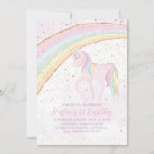 Rainbow Unicorn Birthday Girls Pastel Einladung (Vorderseite)