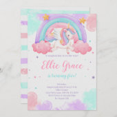 Rainbow Unicorn Birthday Magical Unicorn Einladung (Vorne/Hinten)