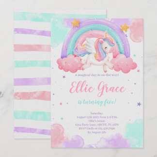 Rainbow Unicorn Birthday Magical Unicorn Einladung