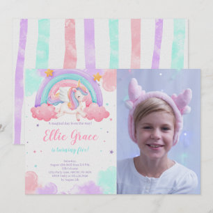 Rainbow Unicorn Birthday Magical Unicorn Foto Einladung