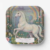Rainbow Unicorn Birthday Pappteller (Vorderseite)