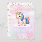 Rainbow Unicorn Birthday Party Invitation Einladung (Vorne/Hinten)