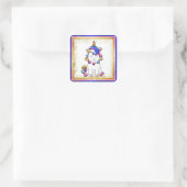 Rainbow Unicorn Blue, Gold Glitzer Quadratischer Aufkleber (Tasche)