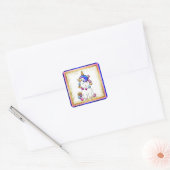 Rainbow Unicorn Blue, Gold Glitzer Quadratischer Aufkleber (Umschlag)