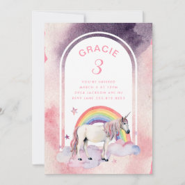 Rainbow Unicorn Boho Arch Birthday Party Girl Einladung