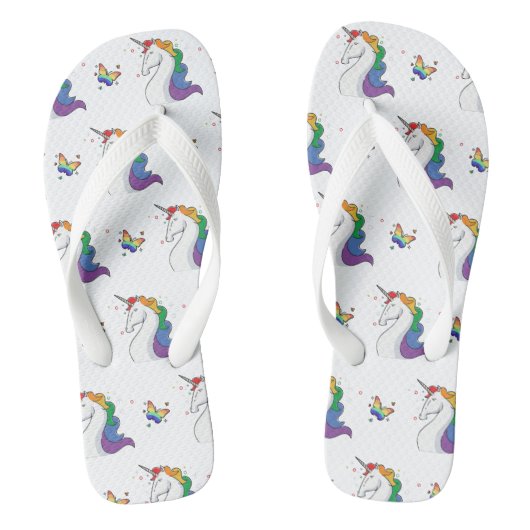 Rainbow Unicorn & Butterfly Muster Cool Badesandalen (Fußbett)
