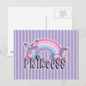 Rainbow Unicorn Butterfly Princess Design Postkarte (Vorne/Hinten)