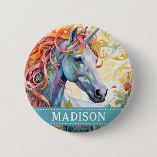 Rainbow Unicorn Button Button mit Individuelle Nam