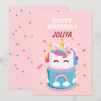 Rainbow Unicorn Cake Geburtstagskarte Einladung